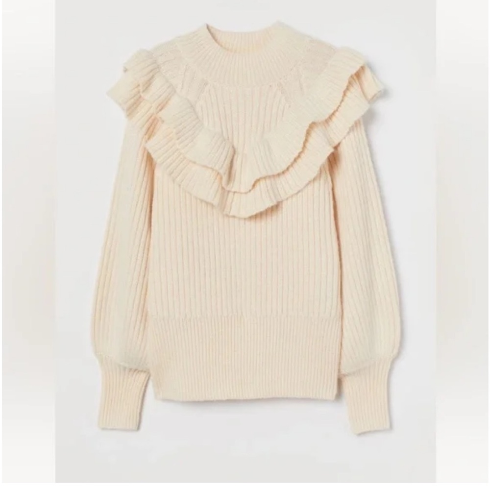 Ruffled Cream Sweater